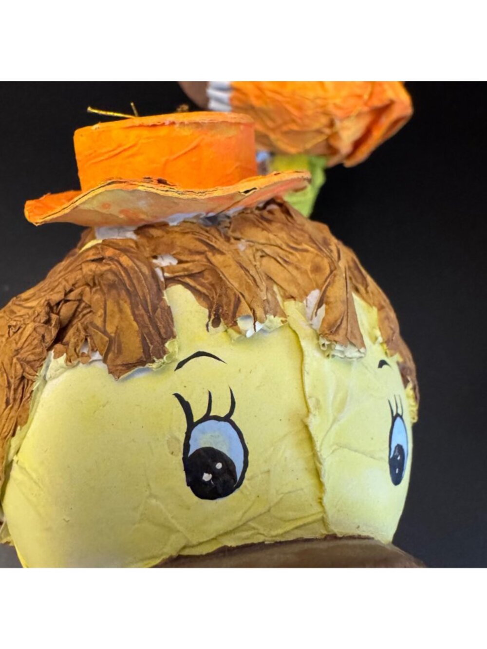 Vintage Handmade Papier-Mâché Duck Figurines Boy & Girl Set Rustic Yellow & Oran - Picture 8 of 16